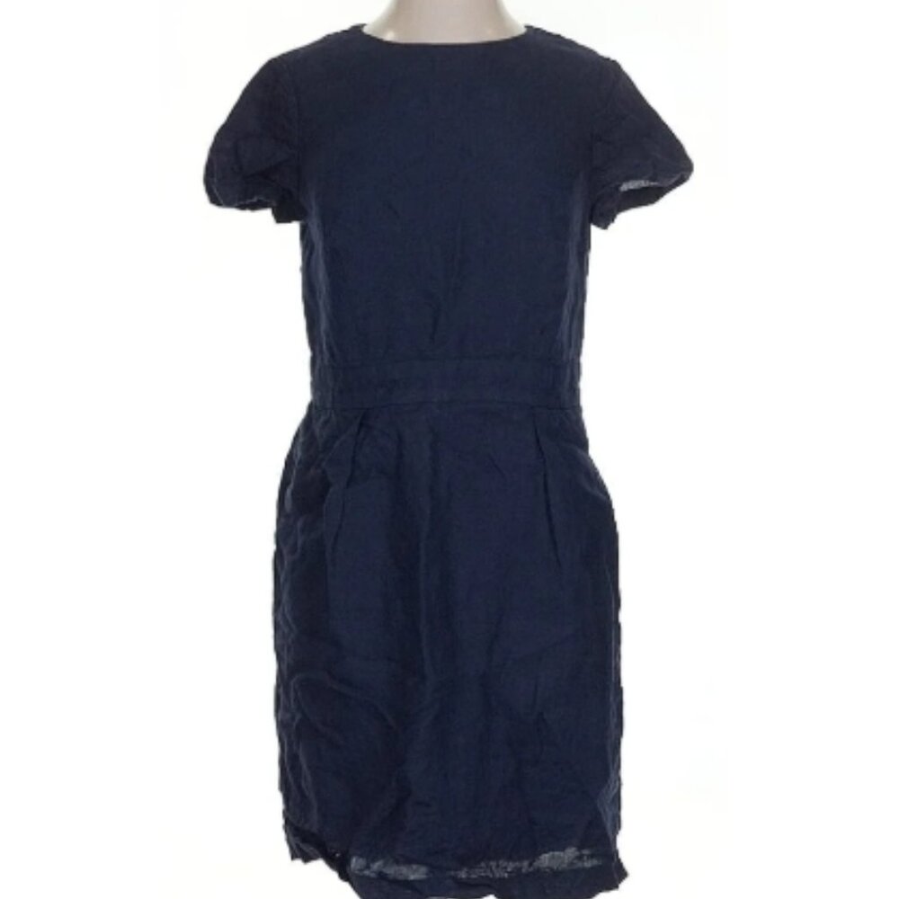Brooks Brothers 100% Linen solid Blue Casual Dress with hidden pockets